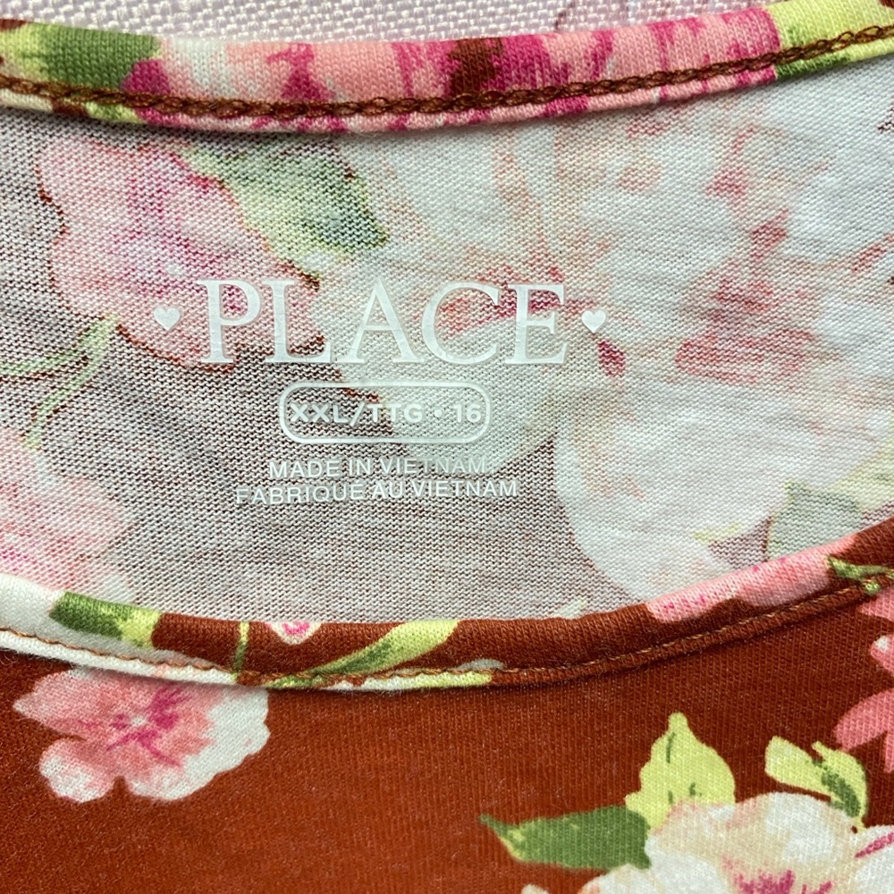 PLACE Floral Dress Cotton Blend Girls Size 16 XXL - Picture 3 of 4